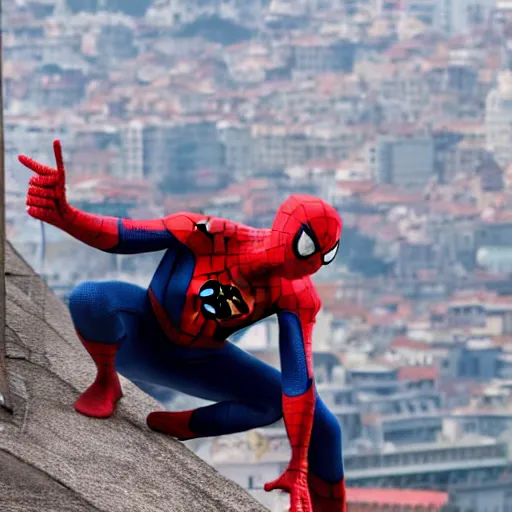 Prompt: Spider-man on top of the Galata Tower in Istanbul, photorealistic, 4K, 200mm lens