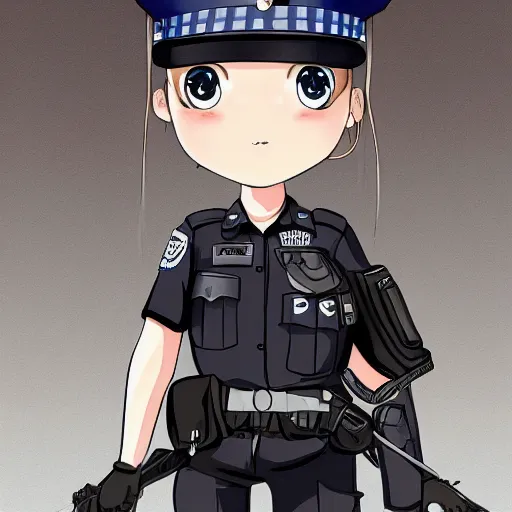 Image similar to A British police officer wearing a custodian, highly detailed, anime art style, trending on art station