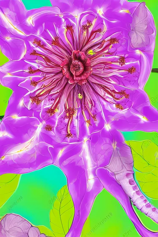 Prompt: internal anatomy of a flower