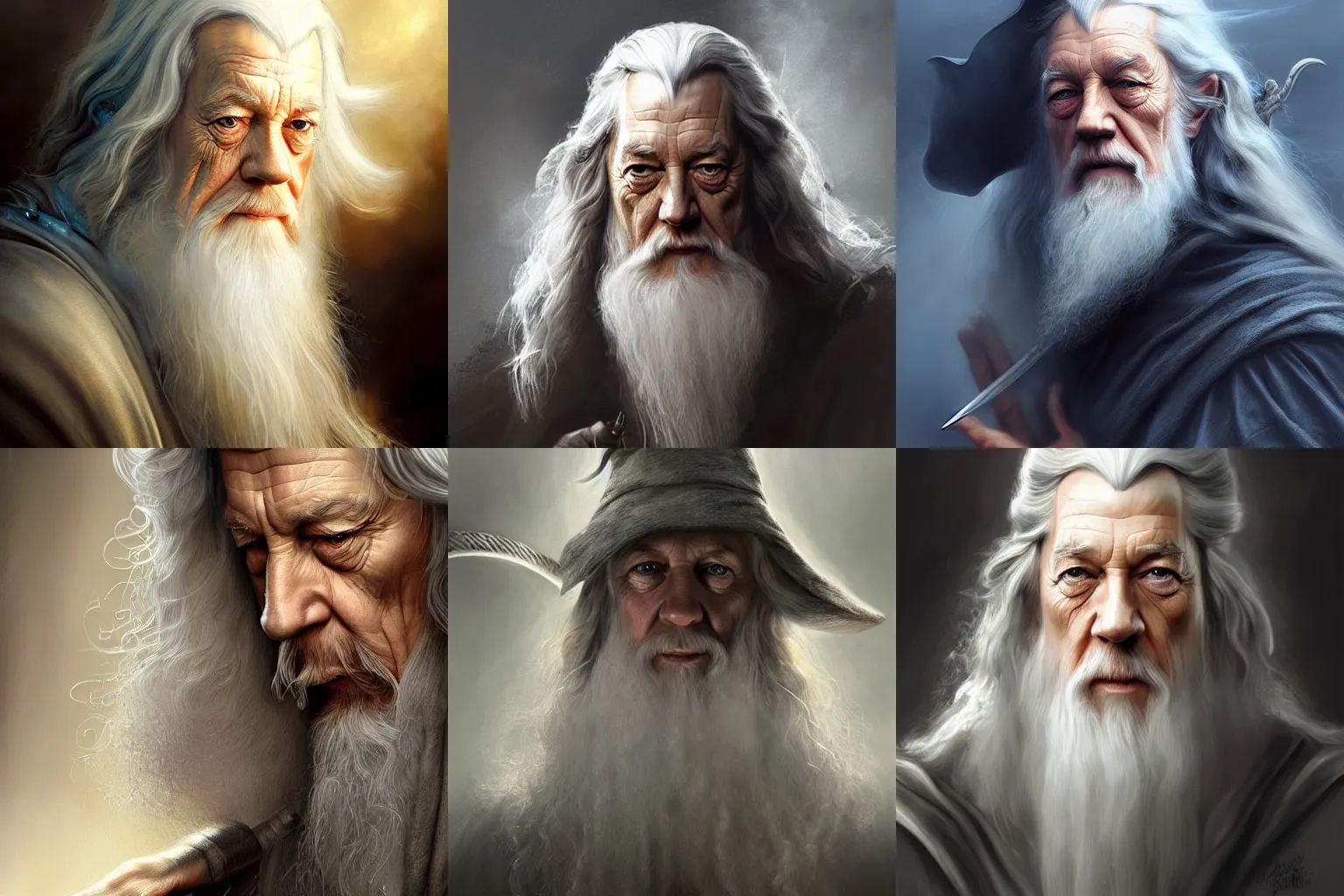 Prompt: Gandalf, digital painting, extremely detailed, 4k, intricate, brush strokes, Mark Arian, Artgerm, Bastien Lecouffe-Deharme