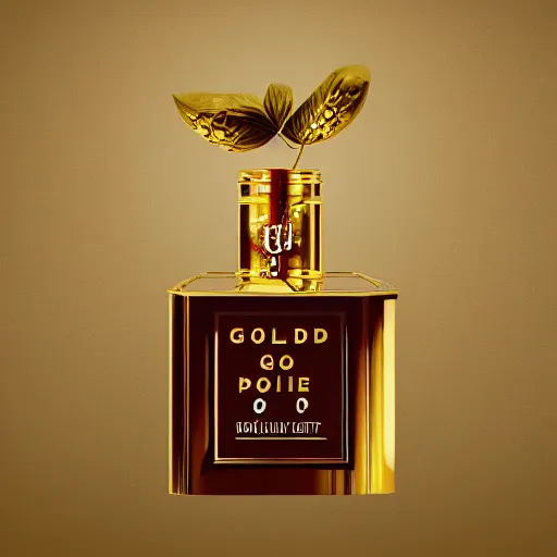 Image similar to advertising golden perfume luxury _ artstation