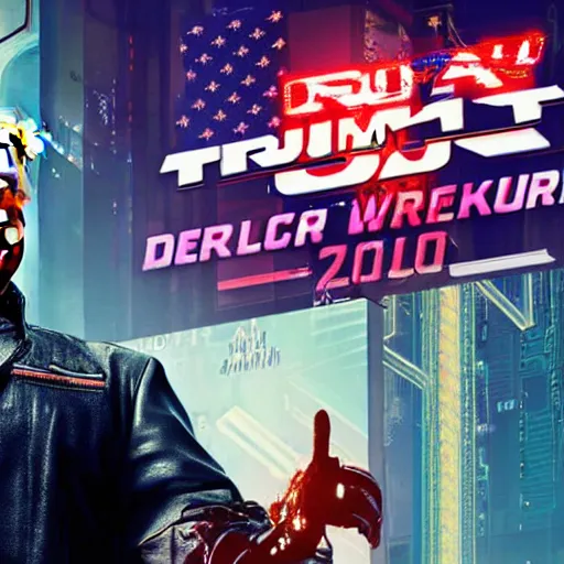 Prompt: Donald Trump in Cyberpunk 2077