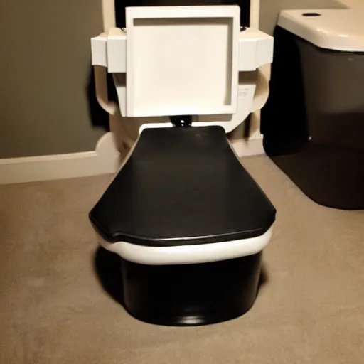 Prompt: gaming chair with seat replaced by a toilet