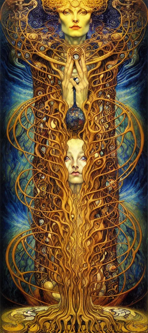 Image similar to Divine Chaos Engine by Karol Bak, Jean Delville, William Blake, Gustav Klimt, and Vincent Van Gogh, symbolist, visionary