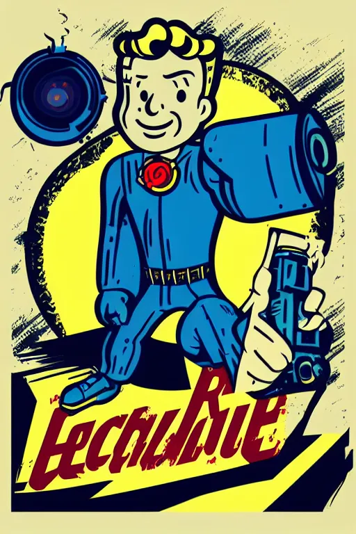 Image similar to fallout 7 6 retro futurist illustration art by butcher billy, sticker, colorful, illustration, highly detailed, simple, smooth and clean vector curves, no jagged lines, vector art, smooth andy warhol style