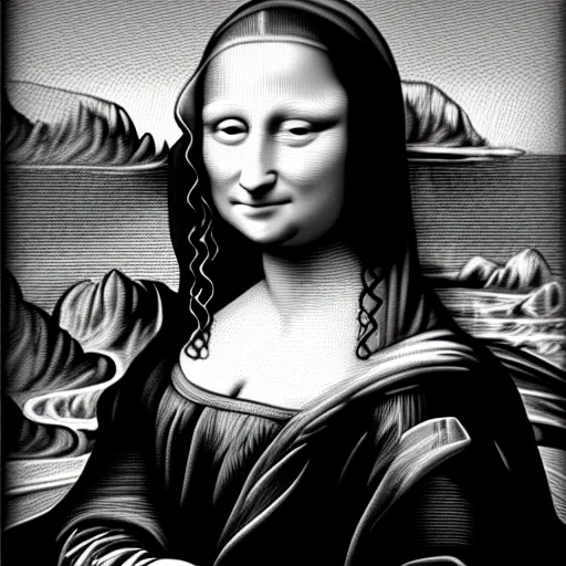 Prompt: photograph of mona lisa by vincent van gogh, starry night, ambient, desaturated - n 9