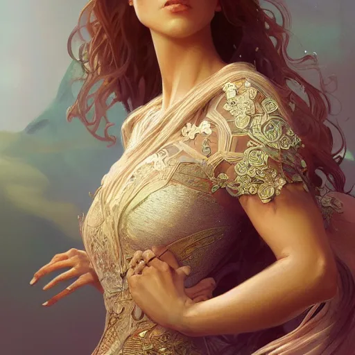 Image similar to most beautiful woman on earth, tall, intricate, highly detailed, digital painting, artstation, concept art, smooth, sharp focus, illustration, Unreal Engine 5, 8K, art by artgerm and greg rutkowski and alphonse mucha