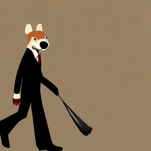 Prompt: stylized digital art expressive furry art painting by blotch and rukis of an anthro otter full body wearing suit and tie walking to his job