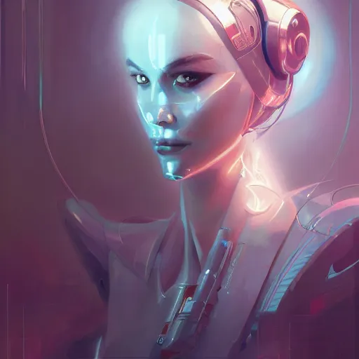 Image similar to graphic novel illustration of a portrait of a beautiful cybernetic woman, cyberpunk concept art by pete mohrbacher and artgerm and wlop and greg rutkowski and josan gonzales and syd mead, digital art, highly detailed, intricate, sci-fi, sharp focus, Trending on Artstation HQ, deviantart