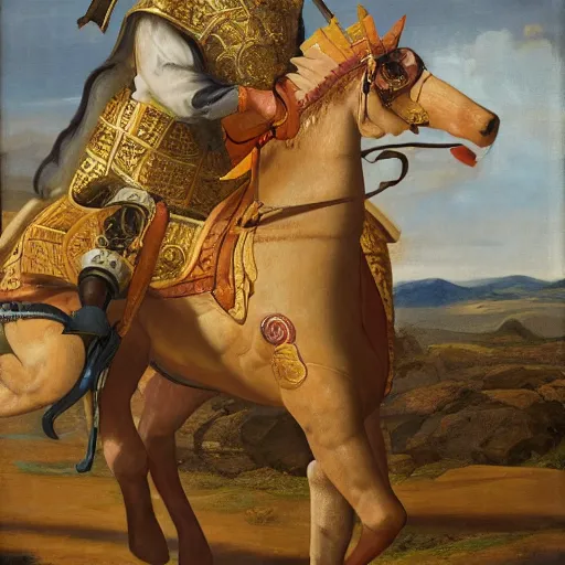 Image similar to roman emperor leonid riding the horse and eating kebab and wearing sleeping suite, a close view, hyperrealistic, 8 k