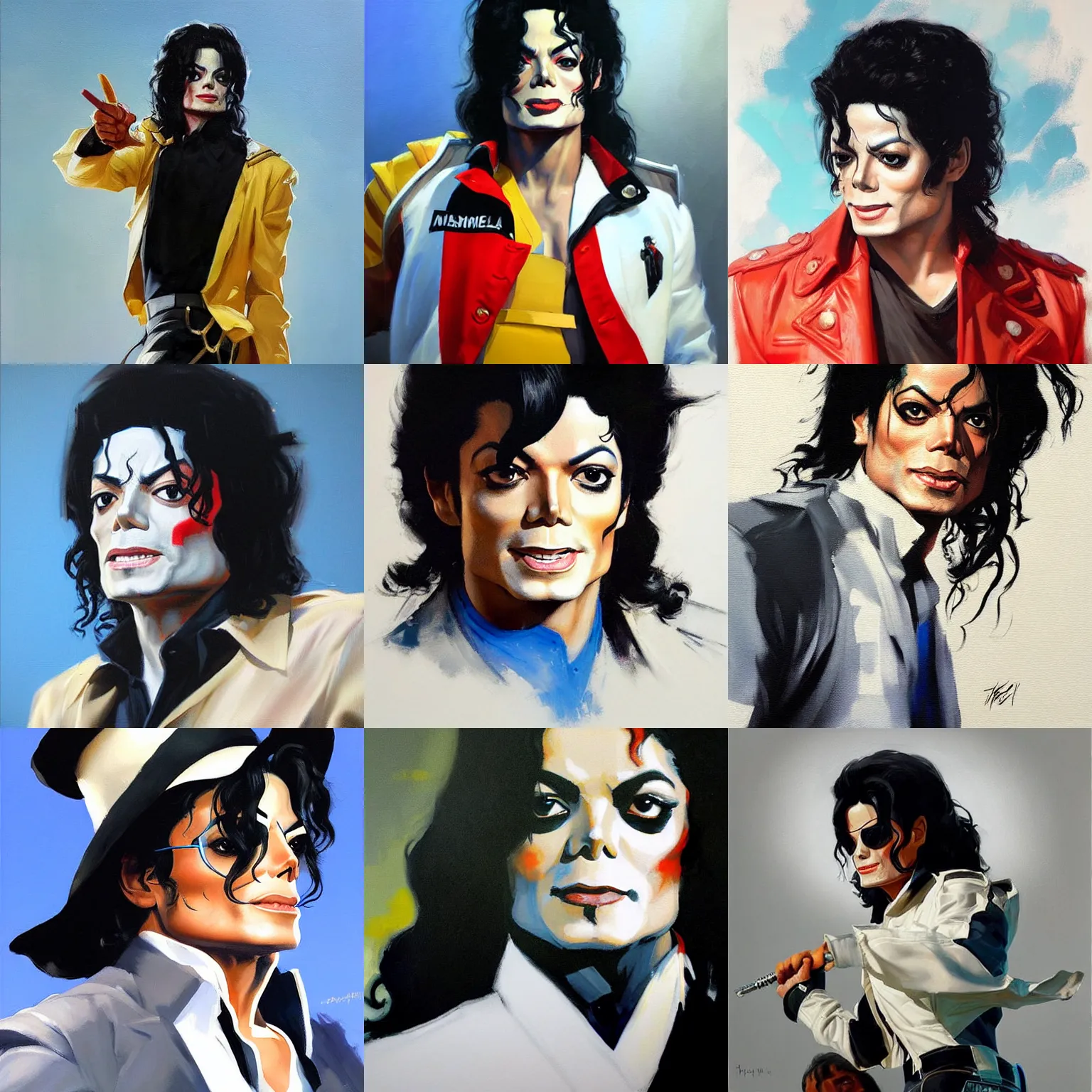 Prompt: greg manchess portrait painting of michael jackson as overwatch character, medium shot, asymmetrical, profile picture, organic painting, sunny day, matte painting, bold shapes, hard edges, street art, trending on artstation, by huang guangjian and gil elvgren and sachin teng