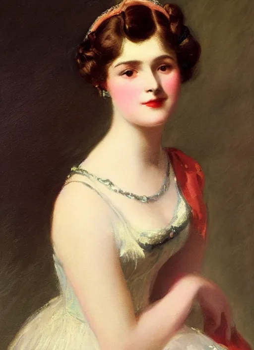 Prompt: a portrait of a pretty young lady by alfred parsons