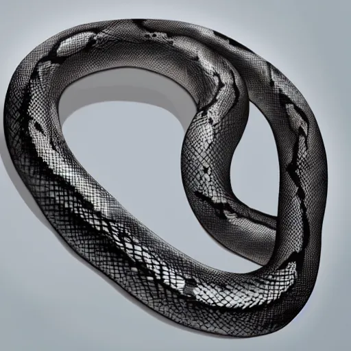 Image similar to hyperrealistic photo of a long snake with a head, long shot