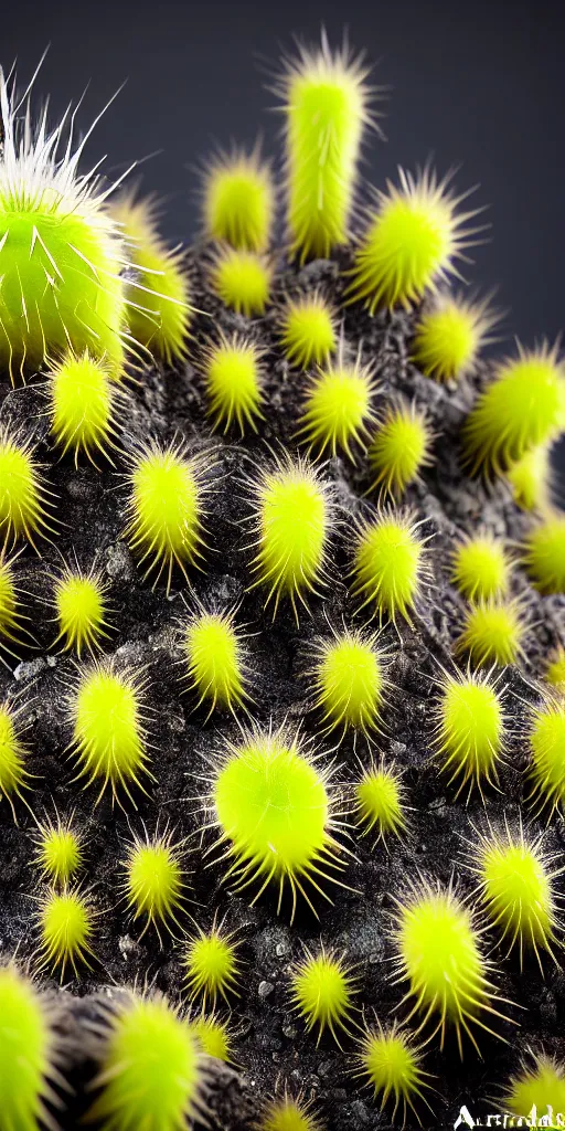 Prompt: professional photo shot of a scutigera cactus made of silica crystal spikes, melted with rocks in the background, microscopic picture, droplets of water, grimy, gritty, trending on artstation, award winning, close shot, by aleks labuda and barry webb