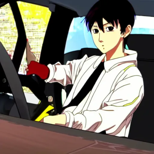 close up of ryosuke takahashi getting food at a drive, Stable Diffusion