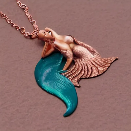 Image similar to fierce free spirited sensual mermaid, rose gold