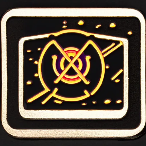 Image similar to a photo of a retro 8 0 s clean fire warning enamel pin, studio lighting, behance