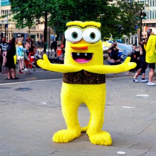 Image similar to furry spongebob street performer