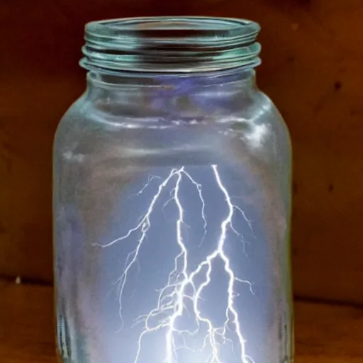 Prompt: a lightning storm in a jar