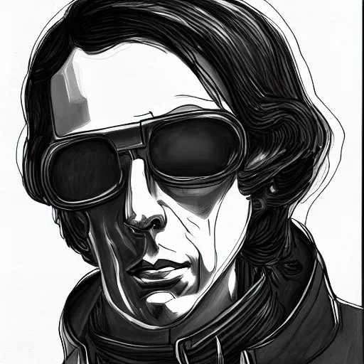 Prompt: Drawing of Chopin, cyberpunk style