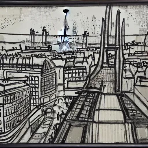 Prompt: paris cityscape in the style of frantz