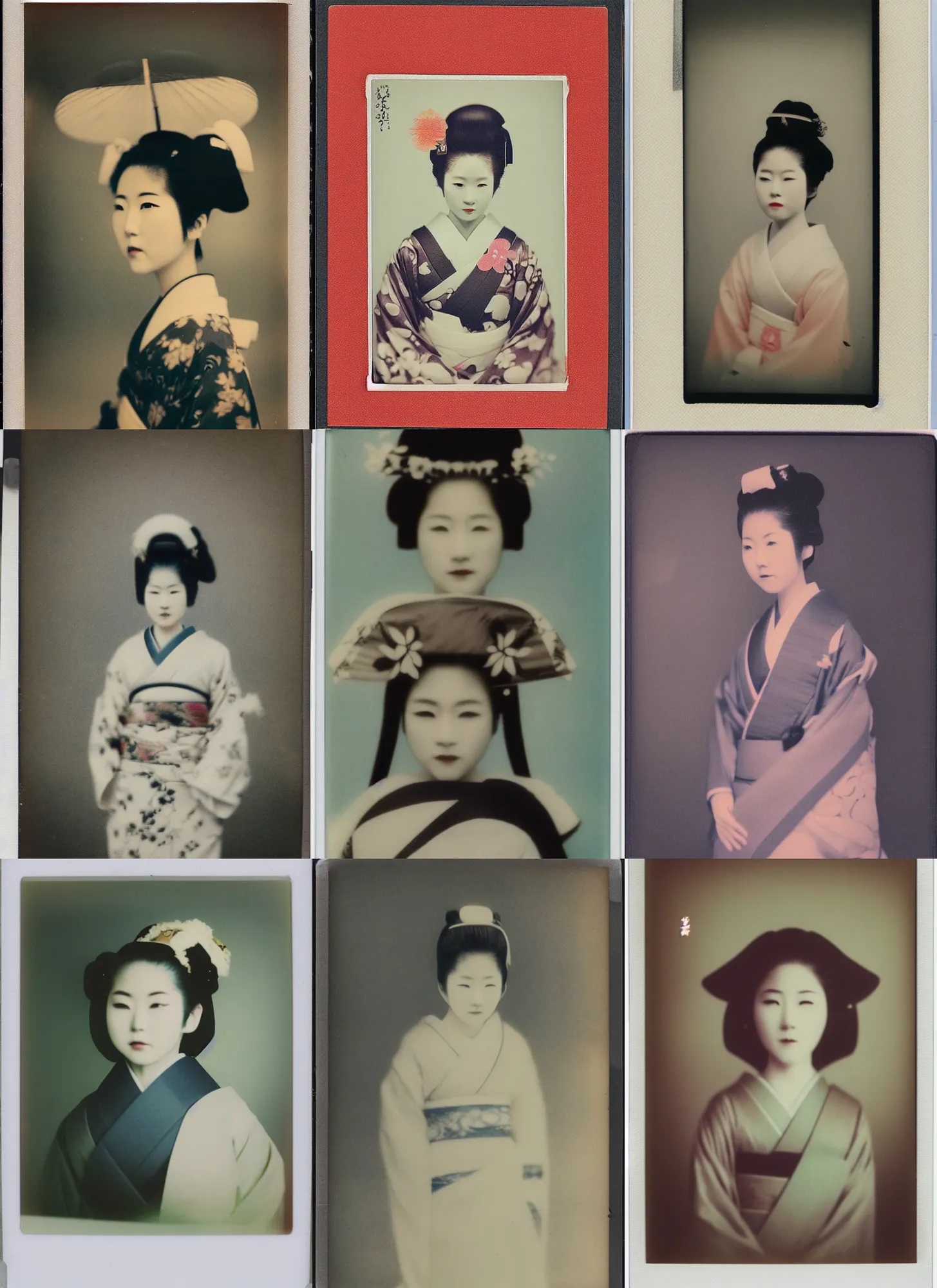 Prompt: Portrait Photograph of a Japanese Geisha Polaroid I-Type Film