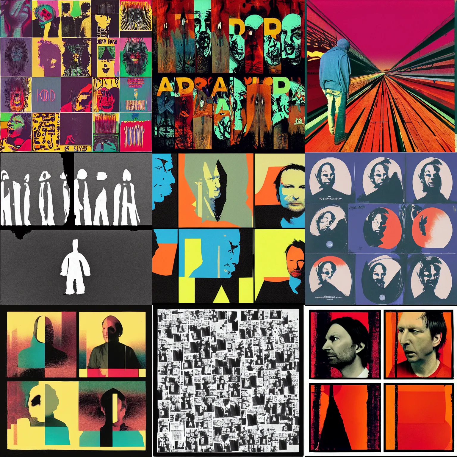 Prompt: Variations on the album cover of the Radiohead album Kid A