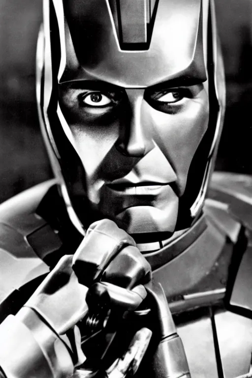 Prompt: cary grant as iron man. superhero movie set in the 1 ac 9 6 0's