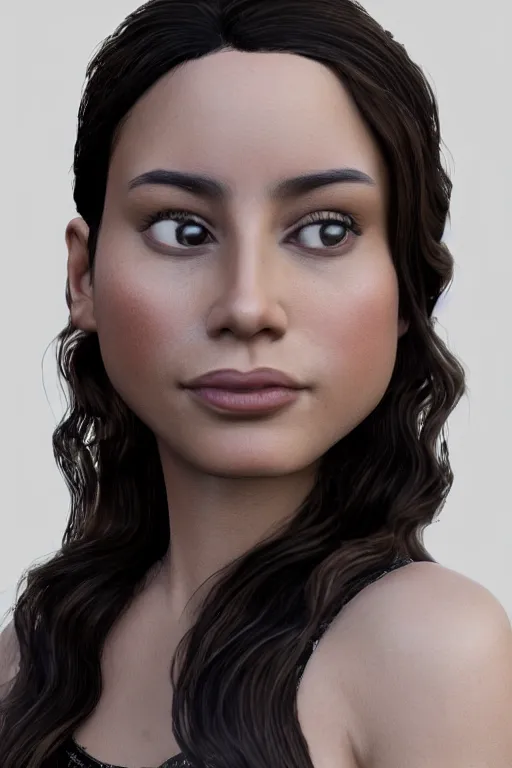 Image similar to Zoe Castillo from videogame Dramfall Chapters and the larguest journey , photorealism, full body, white ambient background, unreal engine 5, hyperrealistic, highly detailed, XF IQ4, 150MP, 50mm, F1.4, ISO 200, 1/160s, natural light, Adobe Lightroom, photolab, Affinity Photo, PhotoDirector 365, realistic