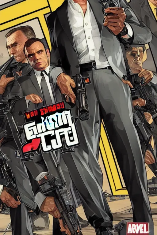 Image similar to GTA V cover art based on James Bond, starring 007 James Bond