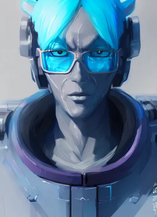 Image similar to concept art close up blue cyberpunk character, by shinji aramaki, by christopher balaskas, by krenz cushart