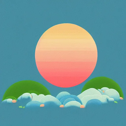 Image similar to peach sunrise by by Chiho Aoshima, vectorized