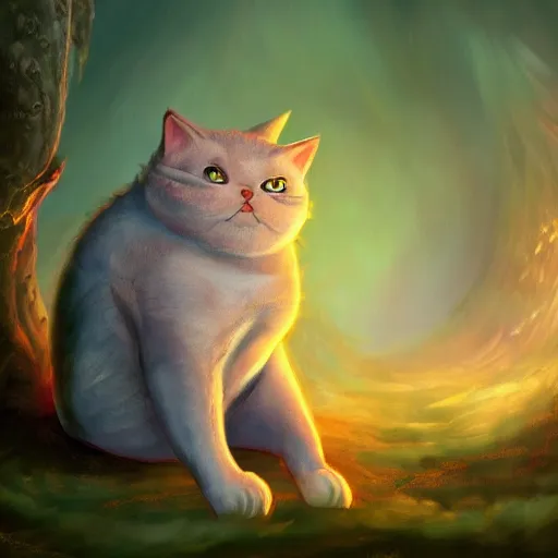Image similar to fantasy fat cat, high detail, digital art, beautiful , concept art,fantasy art, 4k