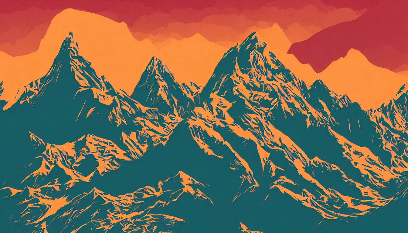 Prompt: Himalayas by Kilian Eng, minimalist, detailed