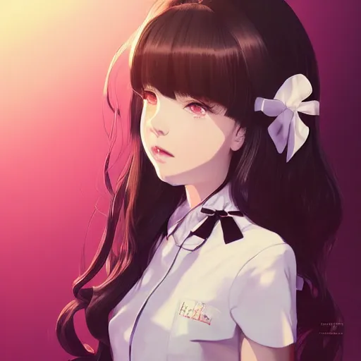 Prompt: portrait of brunette girl wearing maid uniform by ilya kuvshinov and anna dittmann and studio ghibli and wlop and rossdraws, digital art, trending on artstation, anime arts, featured on pixiv, purple lighting, hd, 8 k, highly detailed, good lighting, beautiful, epic, masterpiece, nazi chiq