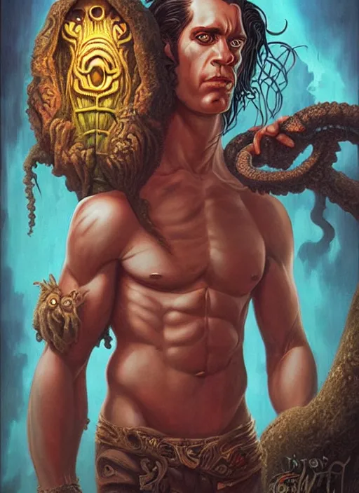 Image similar to lovecraft lovecraftian portrait of tarzan, pixar style, by tristan eaton stanley artgerm and tom bagshaw, dali