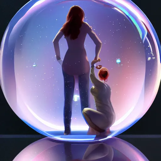 Prompt: humans inside bubbles, artstation