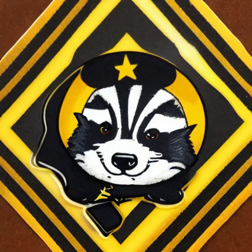 Image similar to cute badger in hufflepuff scarf sticker