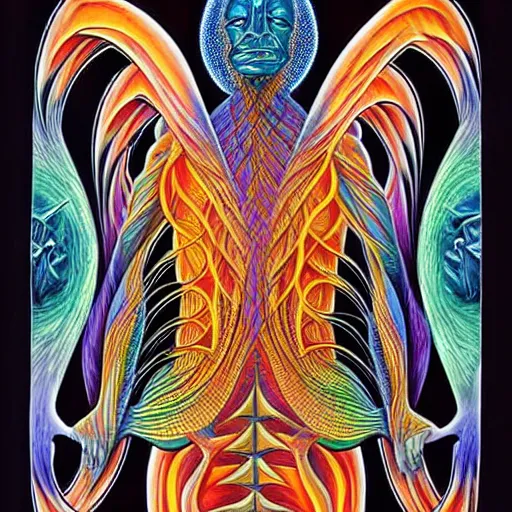Prompt: esoteric art by alex grey