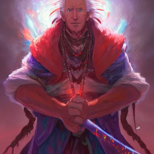 Prompt: anime portrait of Joe biden as a shaman yedi using dark force to eliminate trump as an anime antagonist by Stanley Artgerm Lau, WLOP, Rossdraws, James Jean, Andrei Riabovitchev, Marc Simonetti, and Sakimichan, trending on artstation