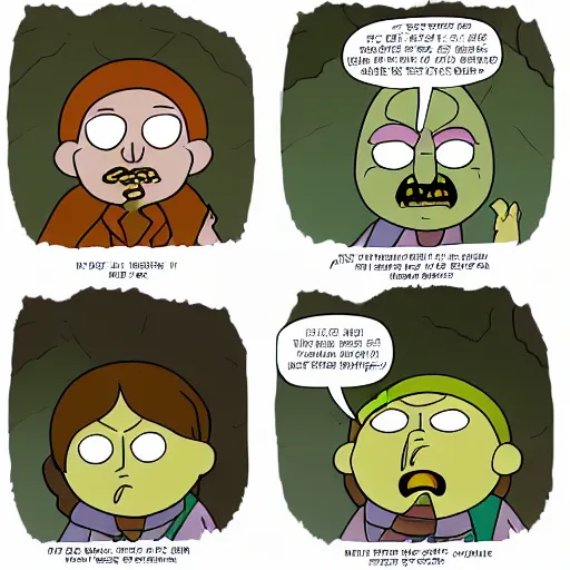 Image similar to angry hobbit man in rick and morty