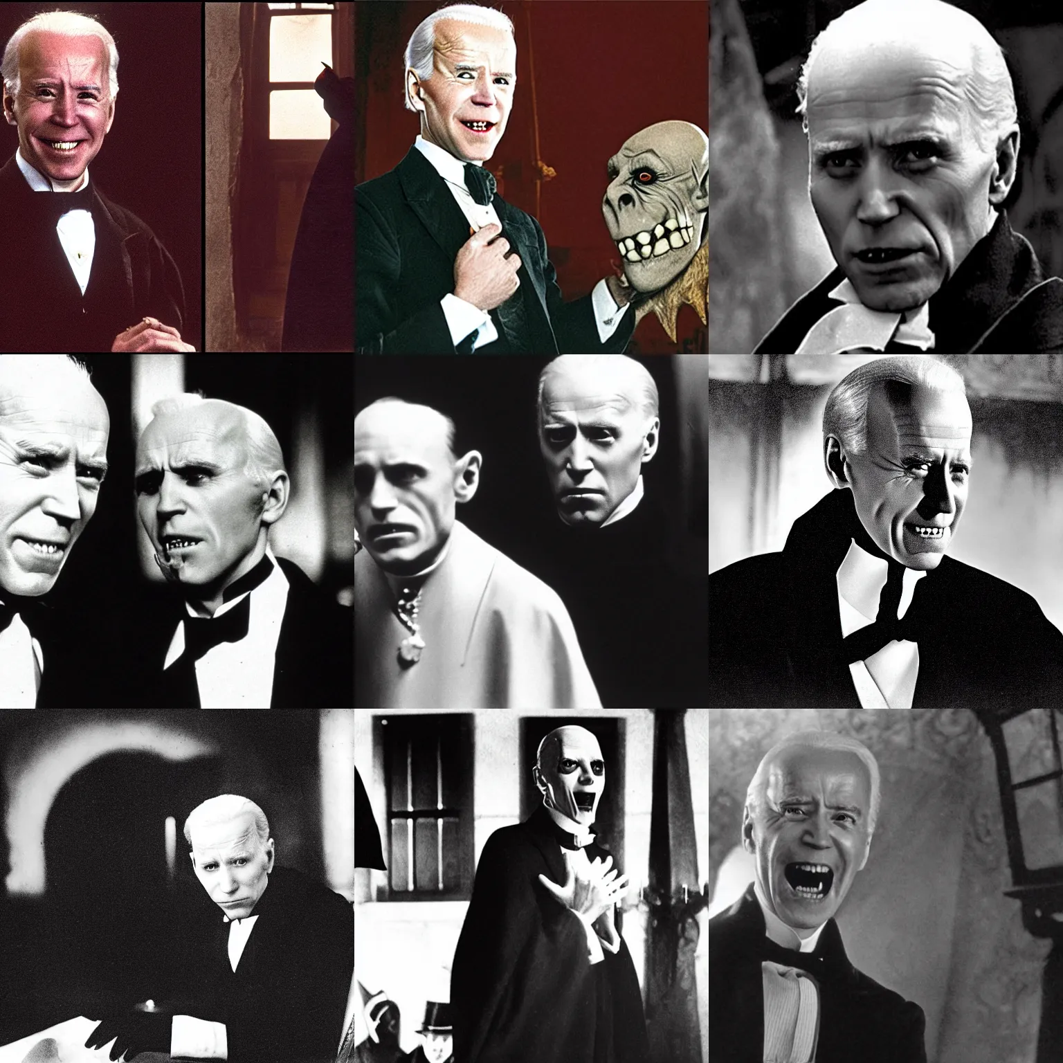 Prompt: joe biden dracula in the 1 9 2 2 nosferatu movie