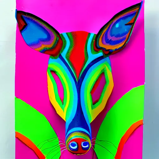 Image similar to painting of a psychedelic animal paper sculpture