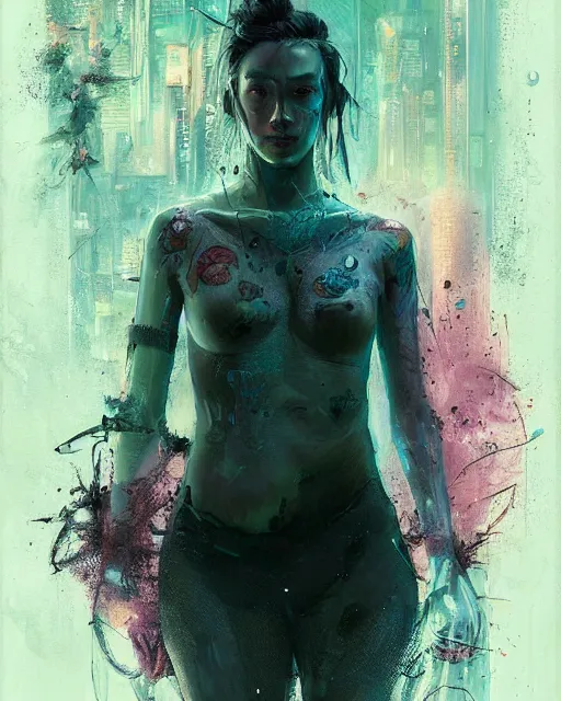 Prompt: altered carbon, detailed portrait young gangster girl cyberpunk futuristic ( ( neon ) ) tattoes, styled hair reflective gauzy fine - spun film jacket, decorated traditional ornaments by carl spitzweg ismail inceoglu dragan bibin hans thoma greg rutkowski alexandros pyromallis nekro illustrated perfect face, fine details, realistic shaded, fine - face, pretty face