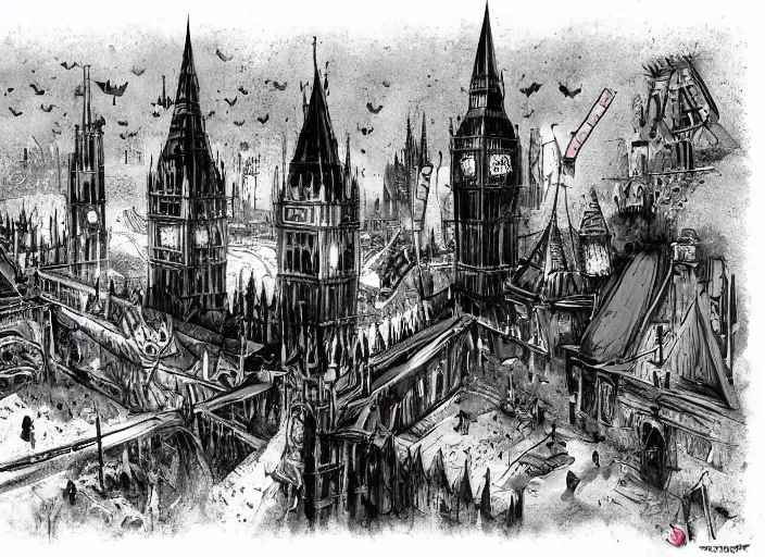 Prompt: vampires attacking london, horror, gothic, scary detailed, trending on artstation