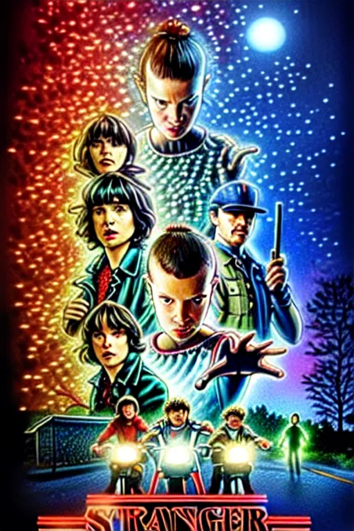 Midjourney prompt: poster stranger things season 5 pizza - PromptHero