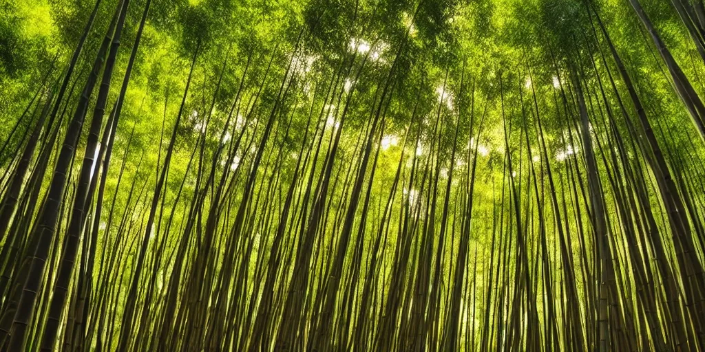 Prompt: ultra wide angle photo of the shunan bamboo forest, majestic!!! beautiful!!!, ethereal!!! ultra realistic, golden hour, volumetric lighting, sharp focus, in the style of national geographic, large format camera