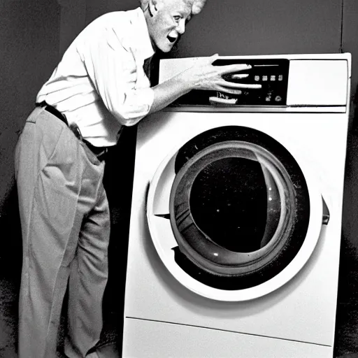 Image similar to bill clinton spining in a washing machine,