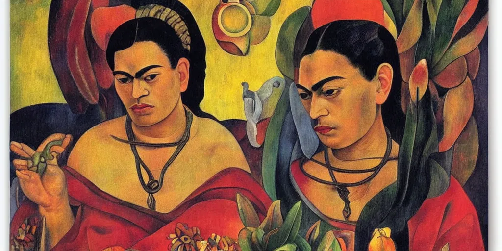 Prompt: supernatural vatican n paul gauguin, art by frida kahlo show poster, sharp focus, smooth