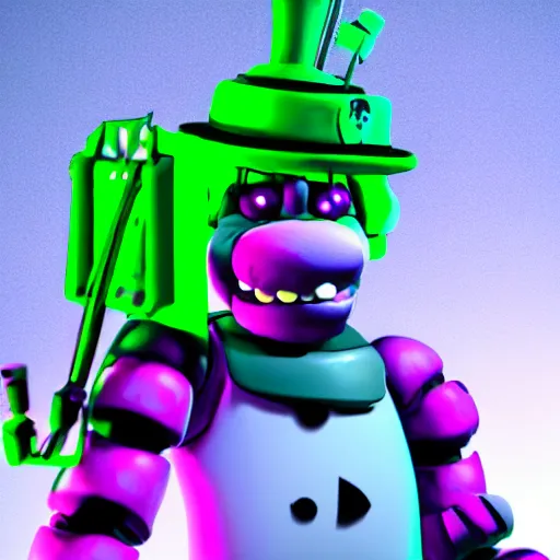 Image similar to funtime freddy from five nights at freddy's : sister location sitting in a green void, unreal engine